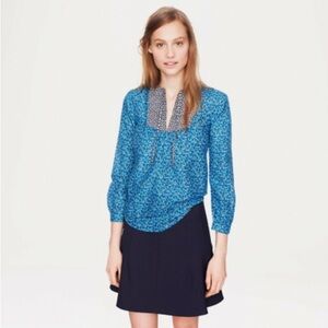 J.Crew Peasant Blouse in Flowerpatch Print With Contrast Yoke 3/4 Sleeves NWOT
